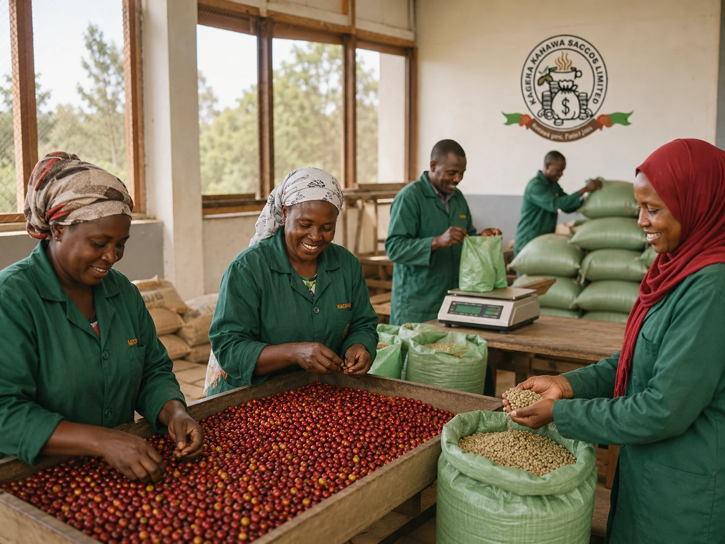 Coffee sorting and handling by cooperative members